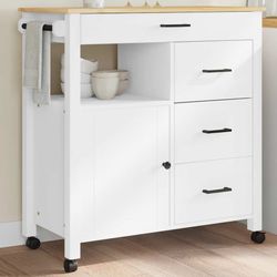 vidaXL Köksvagn MONZA 84x40x88,5 cm massivt furu