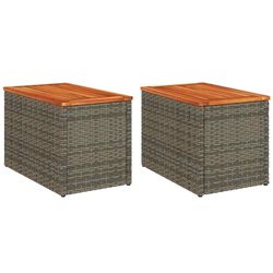 vidaXL havesideborde 2 stk. 55x34x37 cm polyrattan og massivt træ grå