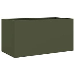 vidaXL Plantekasse olivengrønn 62x30x29 cm stål