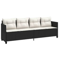 vidaXL loungesofa med hynder polyrattan sort