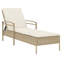 vidaXL Solsäng med dyna beige 63x200x81 cm konstrotting