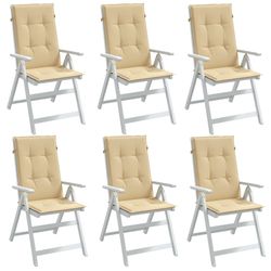 vidaXL stolehynder med høj ryg 6 stk. 120x50x7 cm stof beige