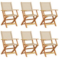 vidaXL foldbare havestole 6 stk. polyrattan beige