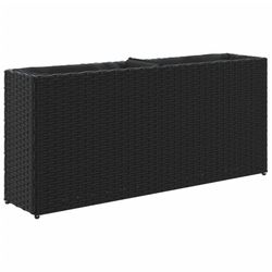vidaXL Plantekasse med 2 potter svart 90x20x40 cm polyrotting