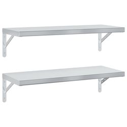 vidaXL Vegghyller 2 stk 75x30 cm sølv rustfritt stål