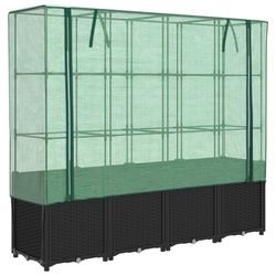 vidaXL højbed med drivhusovertræk rattan-look 160x40x153 cm