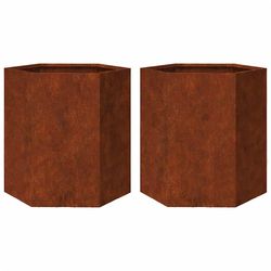 vidaXL Havekrukker 2 stk 46x40x45 cm sekskantet Forvitringsstål