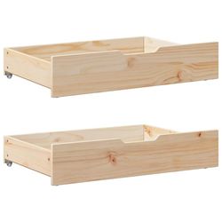 vidaXL Sengeskuffer med hjul 2 stk 80x55x17 cm heltre furu