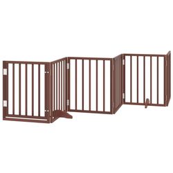 vidaXL Hundeport sammenleggbar 6 paneler brun 300 cm poppeltre