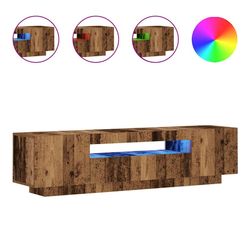 vidaXL TV-benk med LED-lys gammelt tre 160x35x40 cm konstruert tre