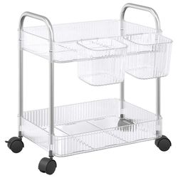 vidaXL Oppbevaringsvogn 2-lags gjennomsiktig 37x28x43,5 cm akryl