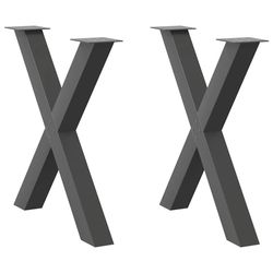 vidaXL Spisebordben X-formet 2 stk antrasitt 70 x (72-73) cm stål