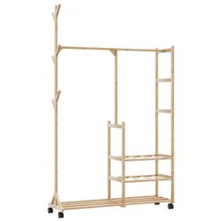 vidaXL Klesstativ med hyller og hjul 100x38x175,5 cm bambus