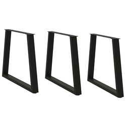 vidaXL Matbordsben V-formade 3 st svart 70x(72-73,3) cm stål