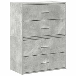 vidaXL Skap med 2 skuffer 2 stk betonggrå 60x31x40 cm konstruert tre