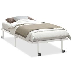 vidaXL Sängram utan madrass hopfällbar vit 90x200 cm stål