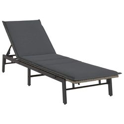 vidaXL liggestol med hynde polyrattan grå