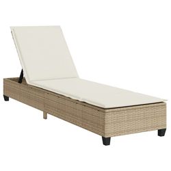 vidaXL liggestol med hynder 55x200x25,5 cm polyrattan beige