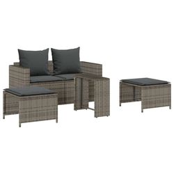 vidaXL sofasæt til haven 5 dele med hynder stabelbar polyrattan grå
