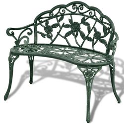 vidaXL Hagebenk 100 cm støpt aluminium grønn