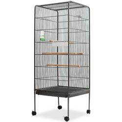 vidaXL Fuglebur svart 54x54x146 cm stål