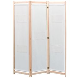 vidaXL Rumsavdelare 3 paneler gräddvit 120x170x4 cm tyg