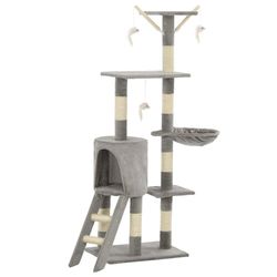 vidaXL Kattetre med klorestolper i sisal 138 cm grå