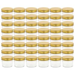 vidaXL Syltburkar i glas med guldfärgade lock 48 st 110 ml