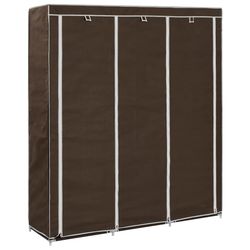 vidaXL Garderob med fack och stänger brun 150x45x175 cm tyg