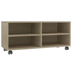 vidaXL TV-benk med hjul sonoma eik 90x35x35 cm sponplate