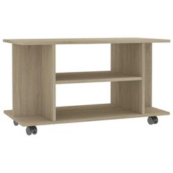vidaXL Tv-bänk med hjul sonoma ek 80x40x45 cm konstruerat trä
