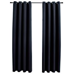 vidaXL Mörkläggningsgardiner med metallringar 2 st svart 140x225 cm