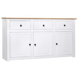 vidaXL Skjenk hvit 135x40x80 cm heltre furu Panama Range