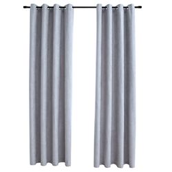 vidaXL Lystette gardiner med metallringer 2 stk grå 140x225 cm