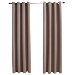 vidaXL Mörkläggningsgardiner med metallringar 2 st taupe 140x225 cm