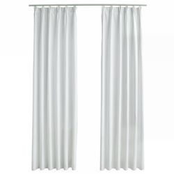 vidaXL Mörkläggningsgardiner med krokar 2 st gråvit 140x175 cm
