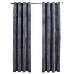 vidaXL Mörkläggningsgardiner med ringar 2 st antracit sammet 140x245 cm