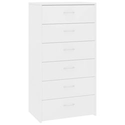 vidaXL Skjenk med 6 skuffer hvit 50x34x96 cm sponplate