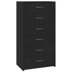 vidaXL Skjenk med 6 skuffer svart 50x34x96 cm sponplate