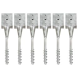vidaXL Jordspett 6 st silver 12x12x56 cm galvaniserat stål
