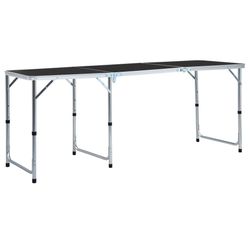 vidaXL Hopfällbart campingbord grå aluminium 180x60 cm