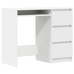 vidaXL Skrivebord hvit 90x45x76 cm konstruert tre