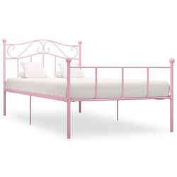 vidaXL Seng/Sengeramme rosa metall 90x200 cm change1