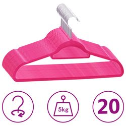 vidaXL Kleshengere 20 stk sklisikker rosa fløyel