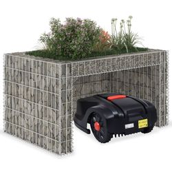 vidaXL Gressklipper-garasje med høybed 110x80x60 cm ståltråd