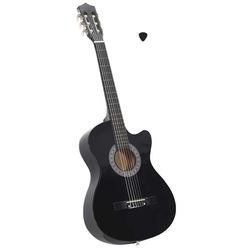 vidaXL Western klassisk cutaway gitar med 6 strenger svart 38"