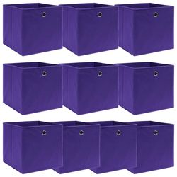vidaXL Oppbevaringsbokser 10 stk lilla 32x32x32 cm stoff