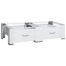 vidaXL Dobbel sokkel til vaskemaskin og tørketrommel med skuffer hvit