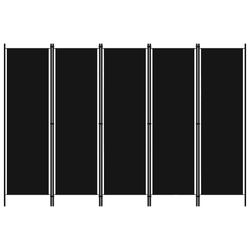 vidaXL Rumsavdelare 5 paneler svart 250x180 cm