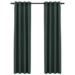 vidaXL Lystette gardiner maljer og lin-design 2 stk grønn 140x225 cm